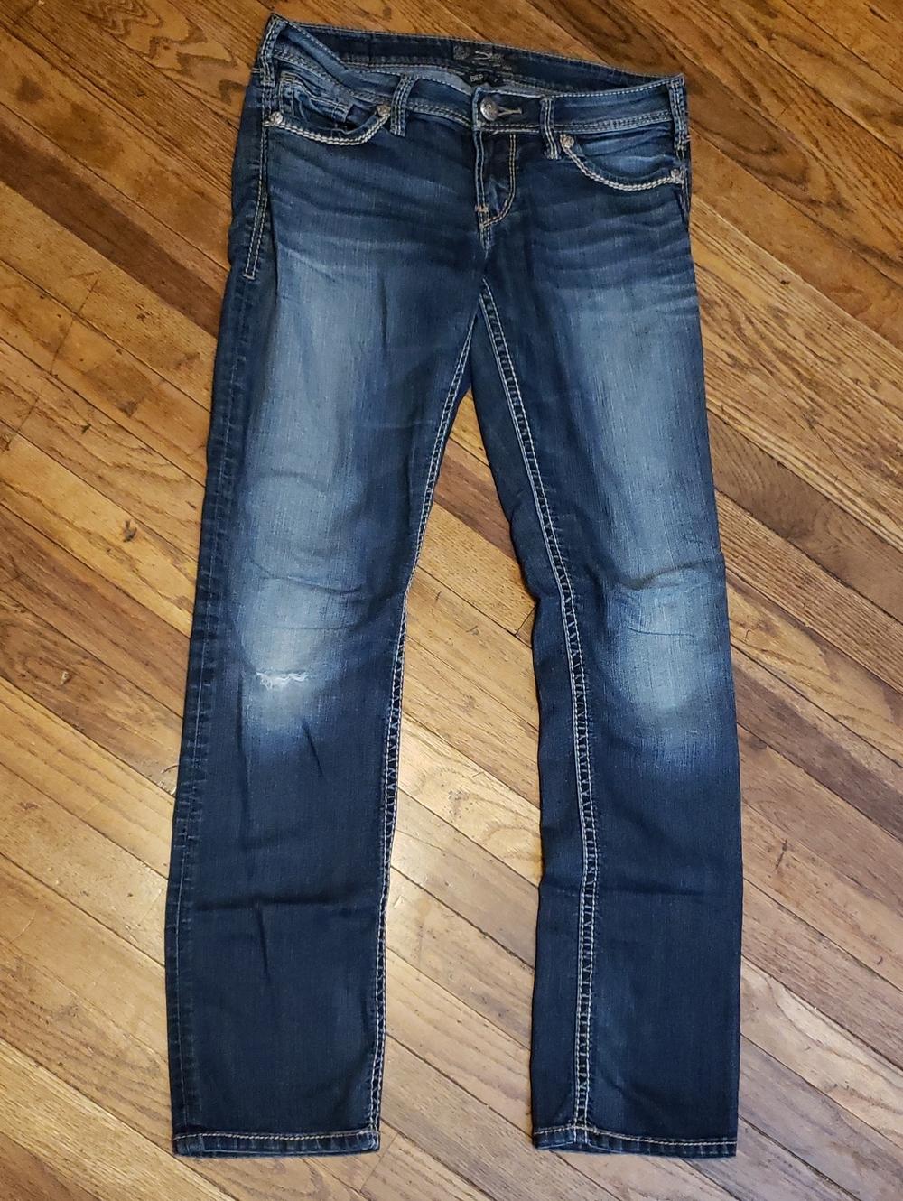Silver Jeans Dark Blue Straight Leg Denim - Contrast Stitching